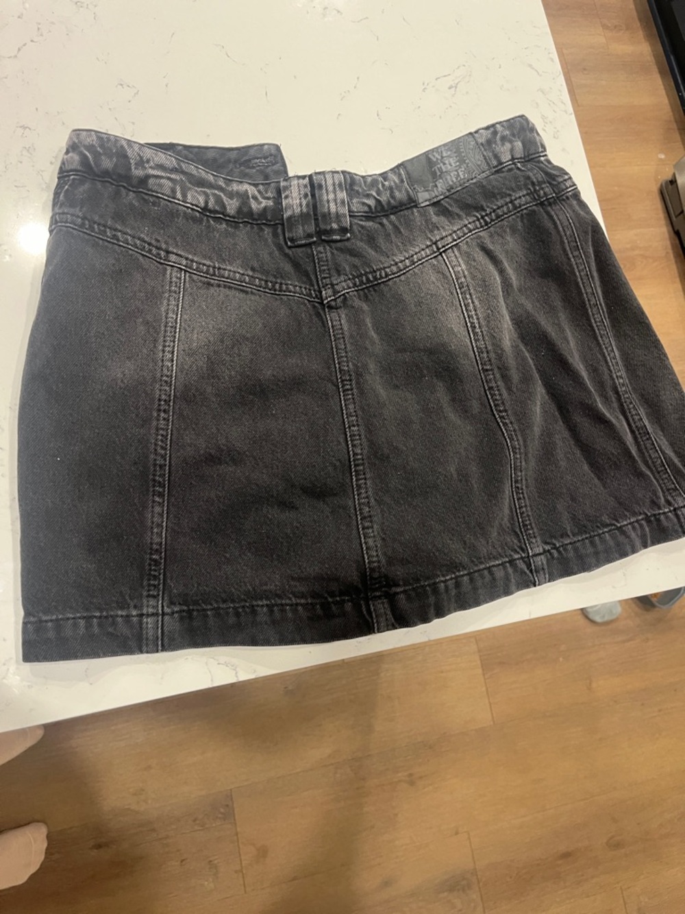 We The Free Washed Black Denim Mini Skirt